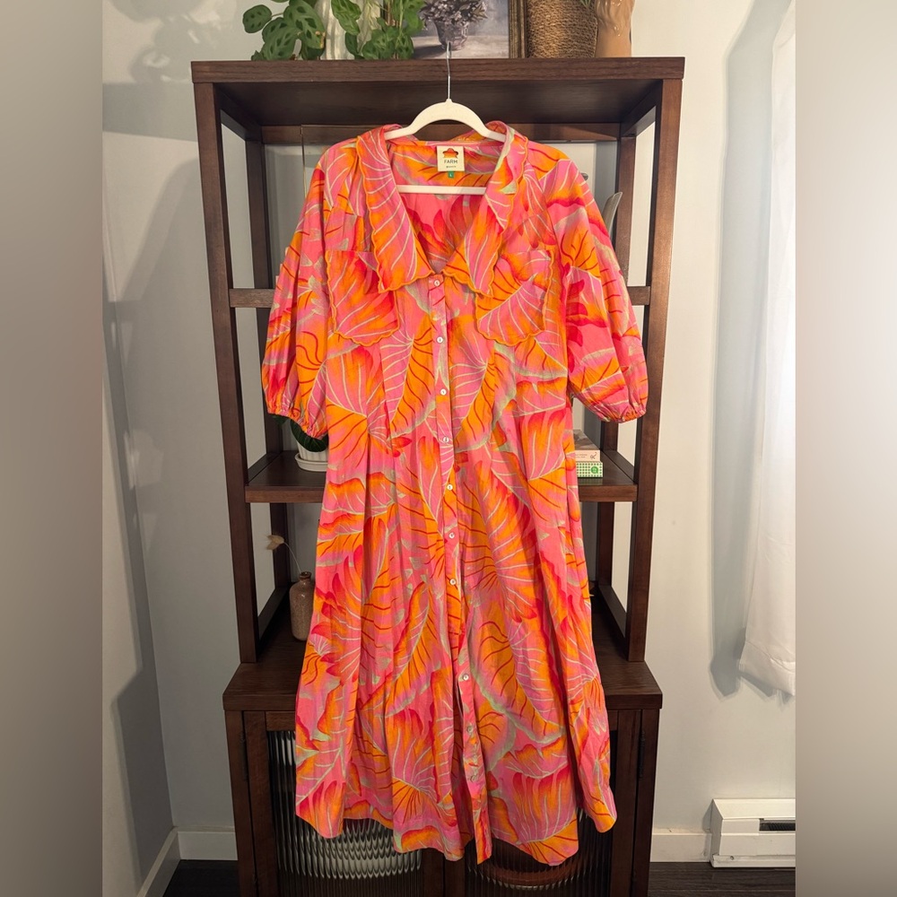 Farm rio Vibrant Pink and Orange Dress